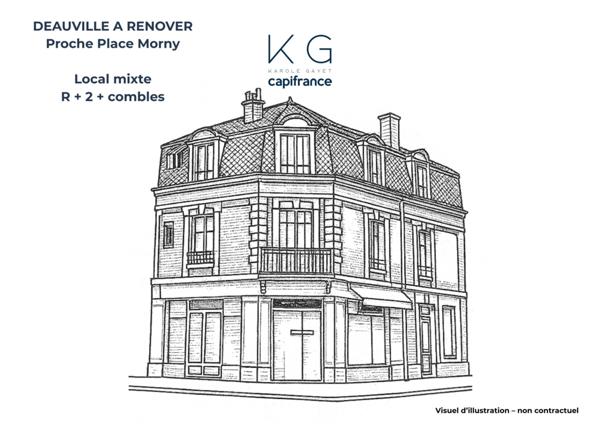 Deauville proche place Morny, immeuble de caractère à rénover, appartement 86 m2 et local commercial à vendre