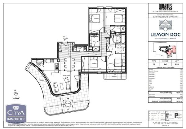 Appartement à vendre 5 pièces 124.71m² Roquebrune-Cap-Martin (06190)