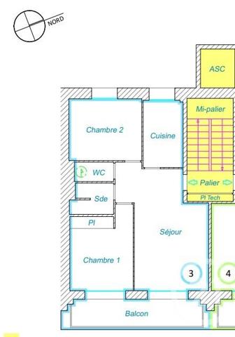 Appartement F3 à vendre  3 pièces - 49,75 m2 ST NAZAIRE - 44