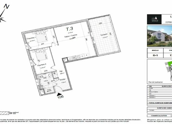 Appartement à vendre  3 pièces • 67,95 m2 Perros-Guirec