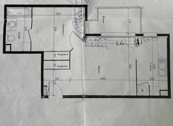 Appartement 2 pièces, 46m2, balcon, ascenceur, parking