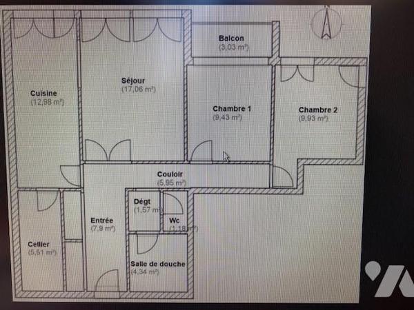 A VENDRE SUR ROUBAIX APPARTEMENT DE TYPE T3 