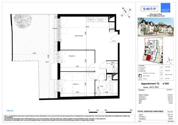 VENTE : appartement de 3 pièces (61 m²) à COMBS LA VILLE