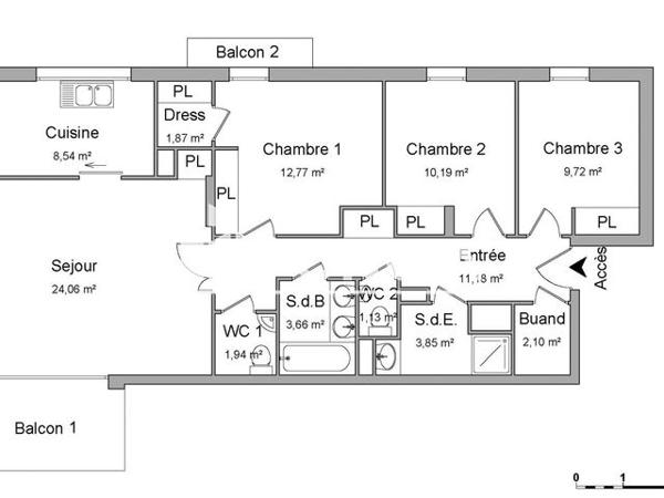Location Appartement 4 pièces 91 m² - 8/10 RUE DES HIBISCUS Saint Nazaire 44600
