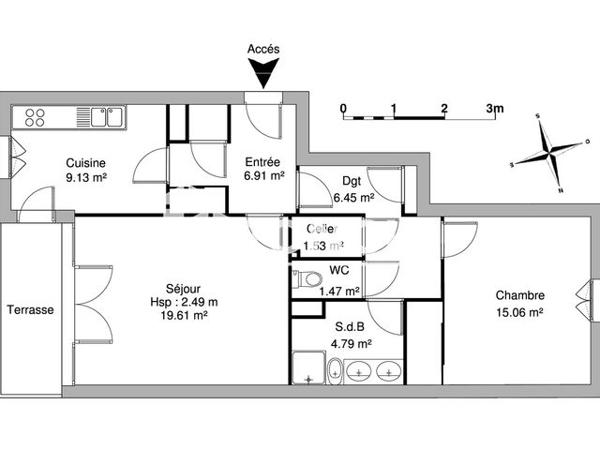 Location Appartement 2 pièces 64.95 m² - 44/46/48 AVENUE DU LOUP Pau 64000