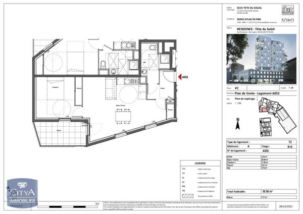 Appartement à louer 2 pièces 50.56m²