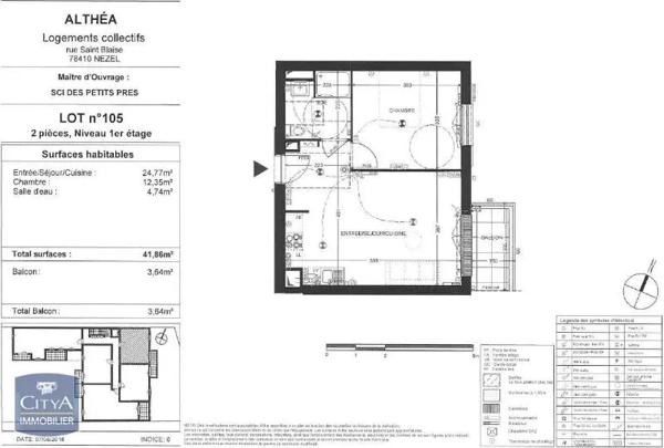 Appartement à louer 2 pièces 41.86m²
