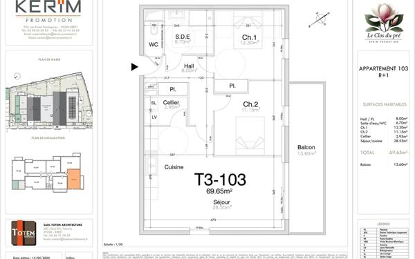 Appartement à vendre    3 pièces • 69,65 m2 Guilers