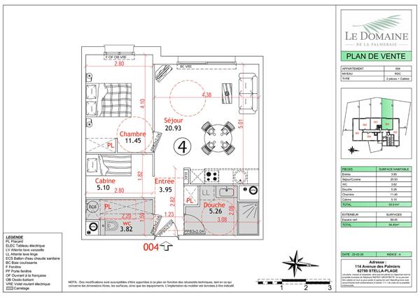 Appartement Cucq Stella Plage 2 pièces cabine 50.51m²+ jardin 94 m²