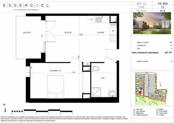 Vente                                                      Appartement
                        
                     2 pièces                      42 m2                     à Villenave-d'Ornon