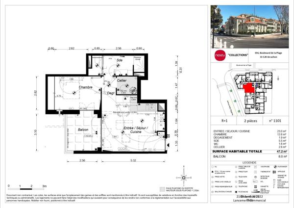 T2 neuf avec balcon exposé Ouest à Arcachon