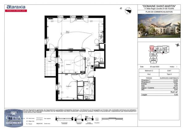 Appartement à louer 3 pièces 73.41m²