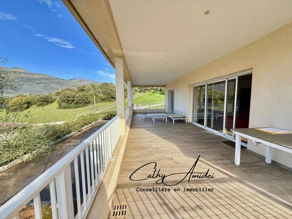 VIGGIANELLO : Villa type T3 + appartement T2, grande terrasse, garage fermé et vaste atelier, à proximité de PROPRIANO et des plages