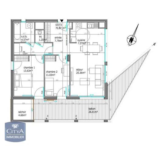 Appartement à vendre 3 pièces 69.5m² Antibes (06160)