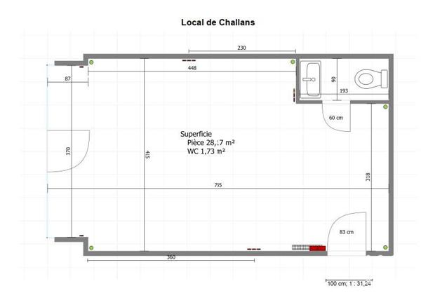 Location boutique/local commercial 30 m² Challans