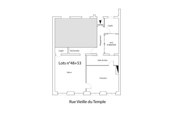 PARIS (75004) - CHARMANT T2 - 48m2 CARREZ - À RÉNOVER - TRÈS LUMINEUX - ADRESSE D'EXCEPTION DANS LE MARAIS