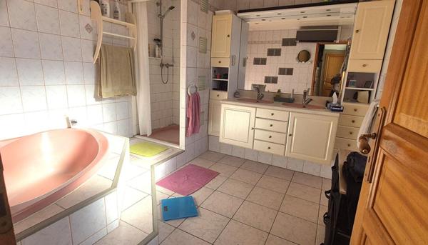 Belle Maison Individuelle en Pierre ou de Caractère de 131 m² à Remettre à votre Goût avec sa Cour sécurisée de 100 m², Terrasse de 28 m², Sas d'entrée, Sous-sol complet de 73 m² avec Buanderie, Atelier, Cave, Chaufferie PAC Air-Air, Climatisation, Pannea