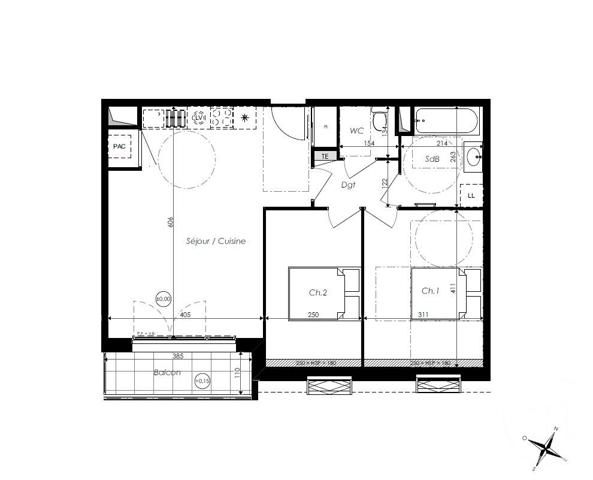 Appartement T3 à vendre  3 pièces - 56,15 m2 ST JEAN DE MONTS - 85