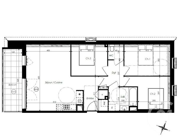 Appartement T3 à vendre  3 pièces - 56,15 m2 ST JEAN DE MONTS - 85
