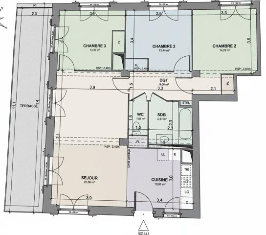 Nanterre-Quartier des Groues: Appartement 4 pièces de 90m² avec terrasse et parking