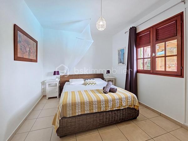 EXCLUSIVITE 
Delphine MIRANDA pour BSK Immobilier 
Jolie nouveauté dans un lotissement résidentiel en haut d'un morne, proche du centre bourg de Sainte Anne et ses commodités, 
Sur une parcelle de 800 m2 entièrement clôturée et végétalisée , vous accédez par le  portail sécurisé à une grande aire de stationnement pouvant abriter à minima 4 véhicules.
Passez le porche d'entrée vous trouverez un grand salon séjour en L ouvert sur la terrasse , une cuisine équipée avec son cellier buanderie attenant avec accès direct sur le jardin. Deux chambres climatisées et une salle d'eau avec douche et toilettes et une grande suite parentale (orientée côté piscine) avec sa salle d'eau / wc viennent compléter ce niveau.
A l'étage en mezzanine se trouve une belle pièce climatisée de 28 m2 aménagée en 4ème chambre avec de nombreux rangements.
Les extérieurs ne sont pas en reste puisque vous disposez d'une terrasse abritée avec son coin repas , un carbet coin détente orienté sur la piscine (filtration au sel)  prolongée par un deck avec vue dégagée assurant une bonne ventilation.
Ses atouts majeurs :
- 4 chambres
- piscine 
- boulodrome 
- citerne tampon 
- chauffe-eau solaire
- jardin entretenu avec fruitiers entièrement clôturé 
La villa d'une surface habitable de 120 m2 (170 m2 de surface utile) est vendue meublée clé en main , idéal pour une résidence principale ou investissement locatif.
Pour plus d'informations , accéder aux vidéos , n'hésitez pas à me contacter au 06 90 90 28 32 , merci de privilégier le premier contact par appel ou message whatsapp.