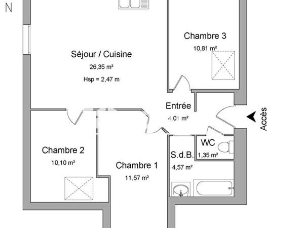 Location Appartement 4 pièces 68.77 m² - 21 RUE DU PONT Mandeure 25350