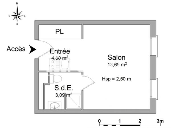Location Studio 21.54 m² - 11 ET 13 RUE LES FILEURS Chartres 28000