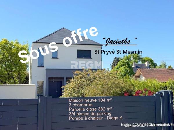 Saint-Pryvé-Saint-Mesmin (45750) Saint-Pryvé-Saint-Mesmin (45) – « Jacinthe » - Maison neuve 104 m² 3 chb Parcelle close 382 m²