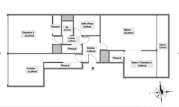 Appartement à vendre 2 pièces 60 m² Colombes