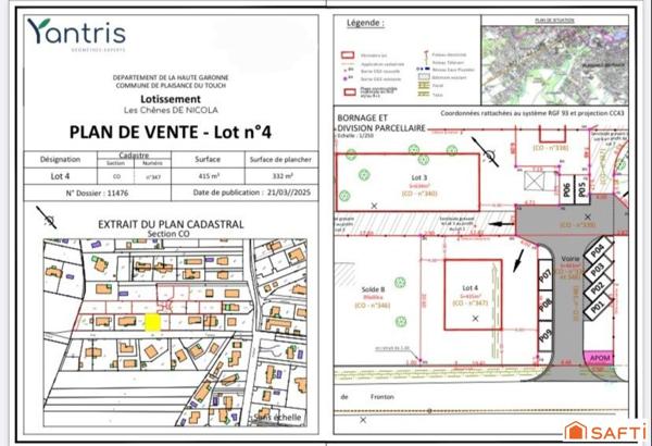 Terrain à bâtir de 415m²