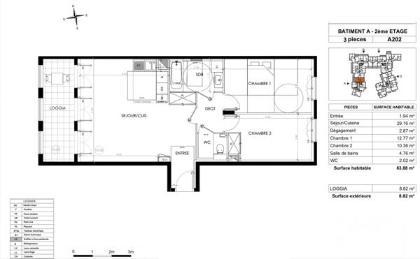 Appartement à vendre 3 pièces 63,88 m² Le Plessis-Robinson