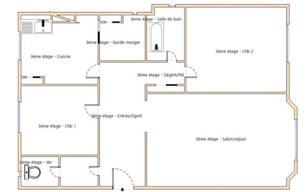 Appartement à vendre    3 pièces • 94,57 m2 Lyon 3