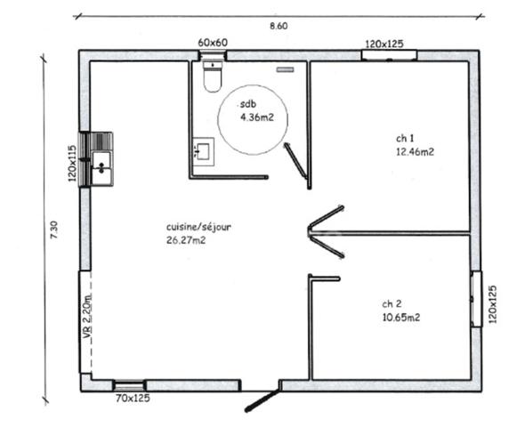 Maison neuve à louer, 2 chambres, 54 m², Gourbeyre