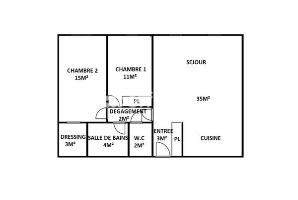 Appartement 3 pièces - 75 m²