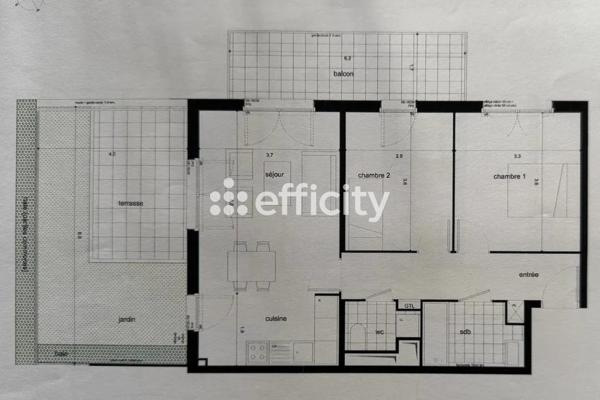Appartement 3 pièces - 62 m² Exclusivité efficity