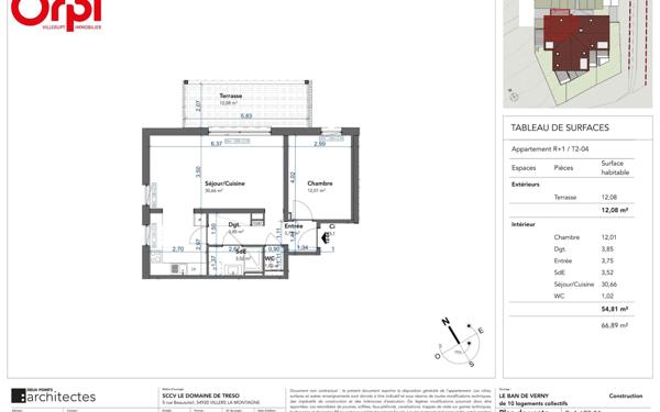 Appartement à vendre    2 pièces • 55 m2 Verny