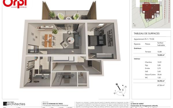 Appartement à vendre    2 pièces • 55 m2 Verny