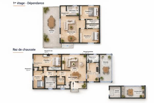 LUNEL (34400) – MAISON INDIVIDUELLE – 4 CHAMBRES – PISCINE CHAUFFÉE – TERRASSE – 2 LOGEMENTS – GARAGE