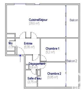 Appartement à vendre 3 pièces 63 m² Antony