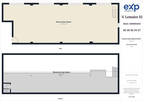 Bureau open space, standing, 164m² - Meaux