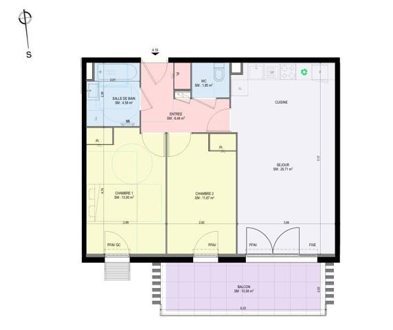 Appartement 3 pièces de 65 m² à AGAY (83530)