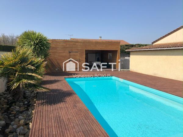 Maison de plain pied à Samazan avec 4 chambres et piscine