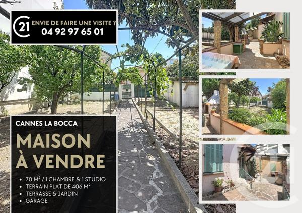 Maison à vendre  3 pièces - 70 m 2   CANNES LA BOCCA  - 06