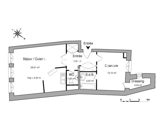 Location Appartement 2 pièces 58 m² - 12 PLACE BENOIT CREPU Lyon 69005