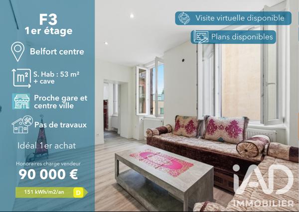 Appartement à vendre 3 pièces 53 m² Belfort