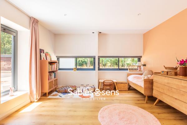 Villa contemporaine avec piscine nichée dans un parc boisé