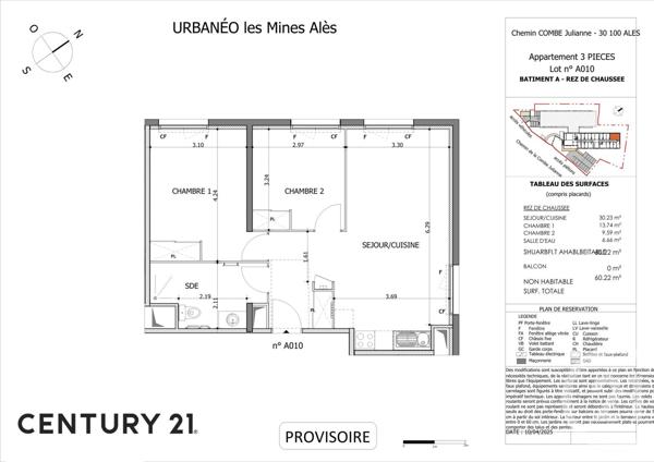 Appartement T3 à vendre  3 pièces - 61,88 m2 ALES - 30