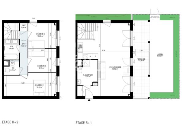 T4 - MONTEUX - 99 m² - avec terrasse, jardin privatif et double parking -