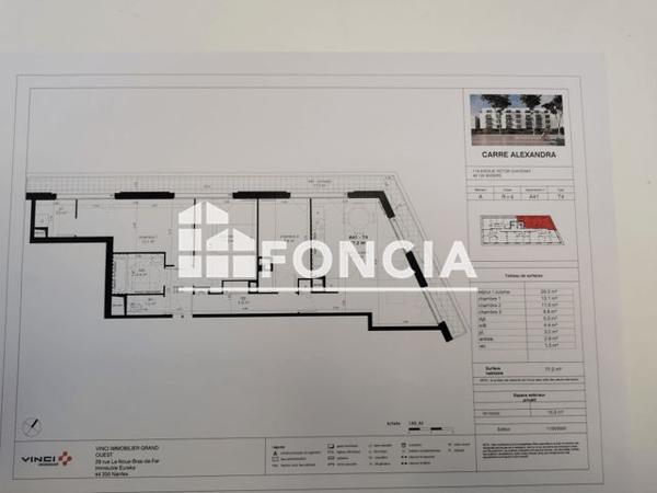 Location Appartement 4 pièces 77.2 m² - CARRE ALEXANDRA - 115 AVENUE VICTOR CHATENAY - A41 Angers 49000