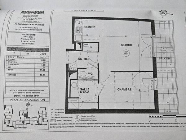 Appartement 2 pièces                                        - 44230 Saint-Sébastien-sur-Loire Réf : 12218